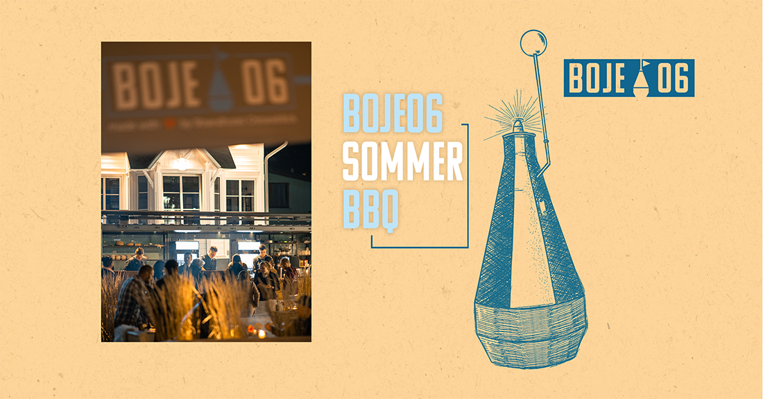 Ankündigung eines Barbecue Events mit Bild eines Foodcontainers und einer großen Boje in einem Hotel in Heringsdorf